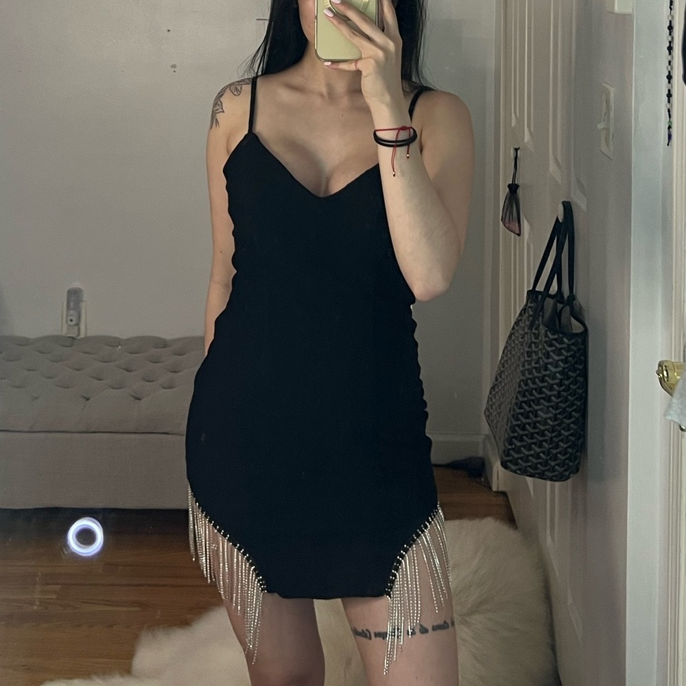 Black Mini Dress with rhinestones
